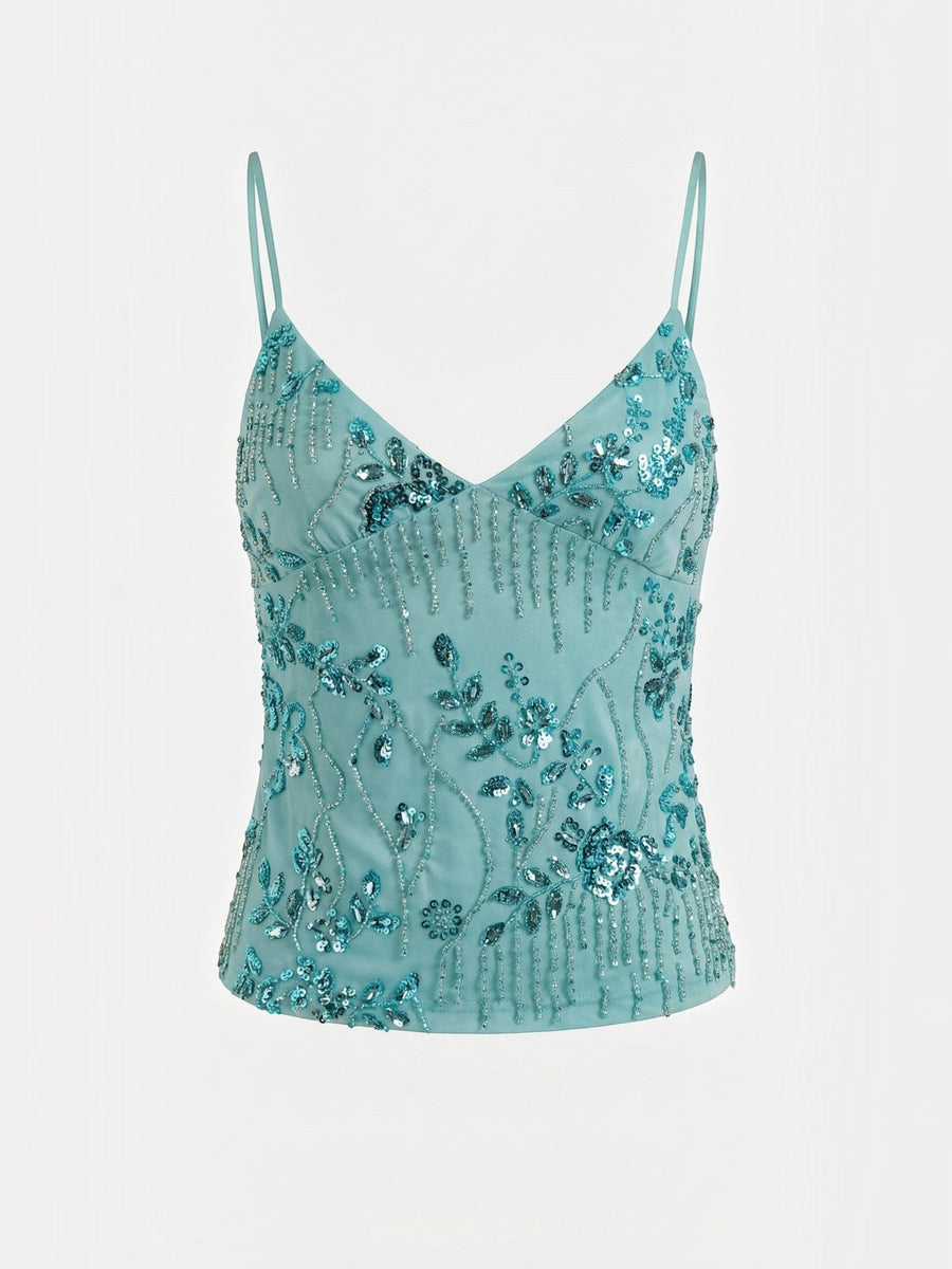 Dottie Sequin V Neck Cami Top