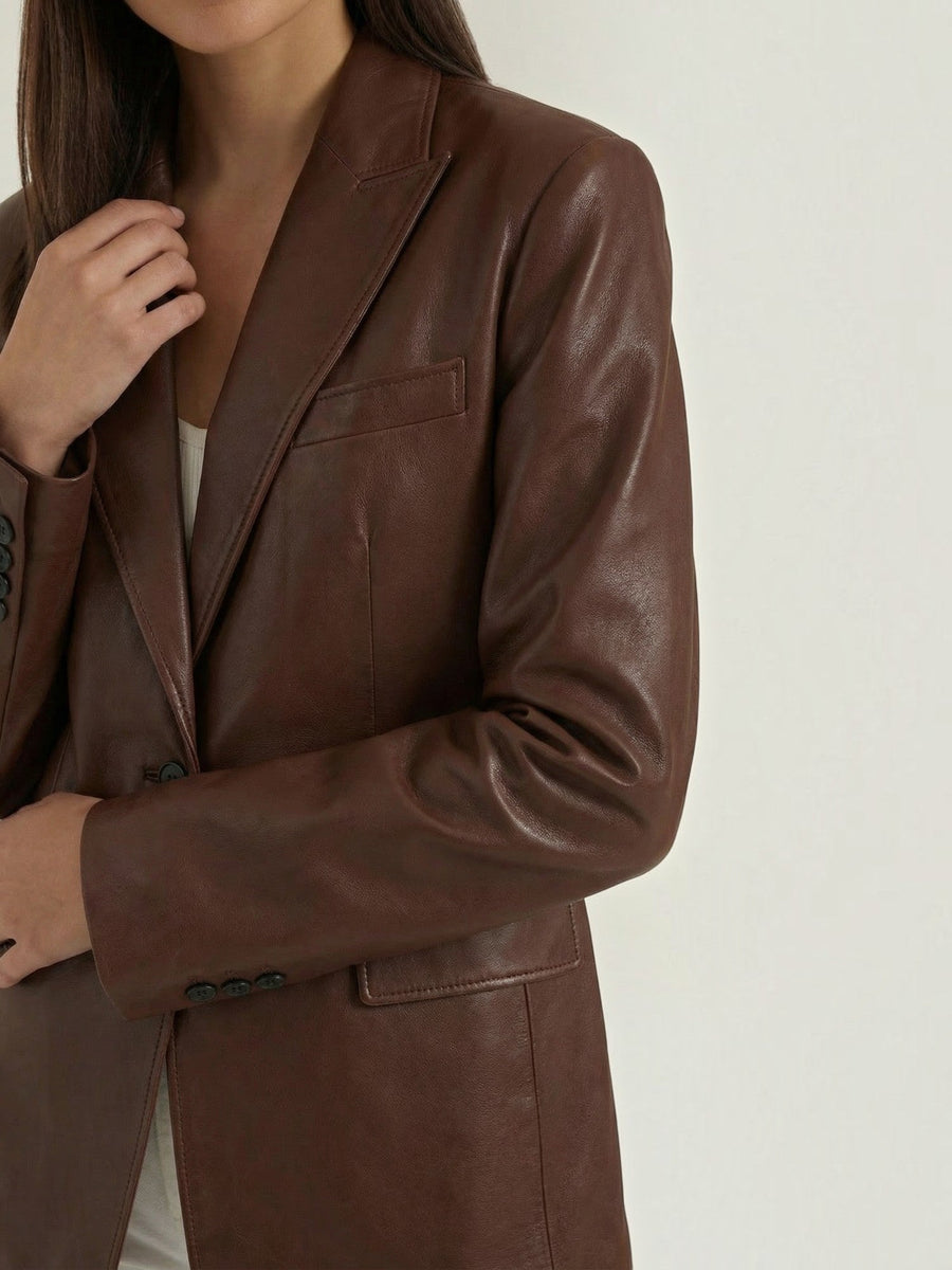 Catherine Faux Leather Oversized Blazer