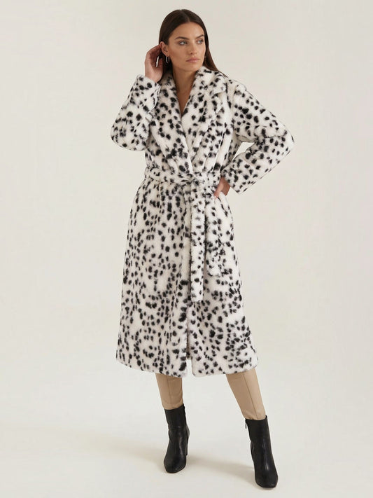 Morgana Polka Dot Faux Fur Maxi Coat