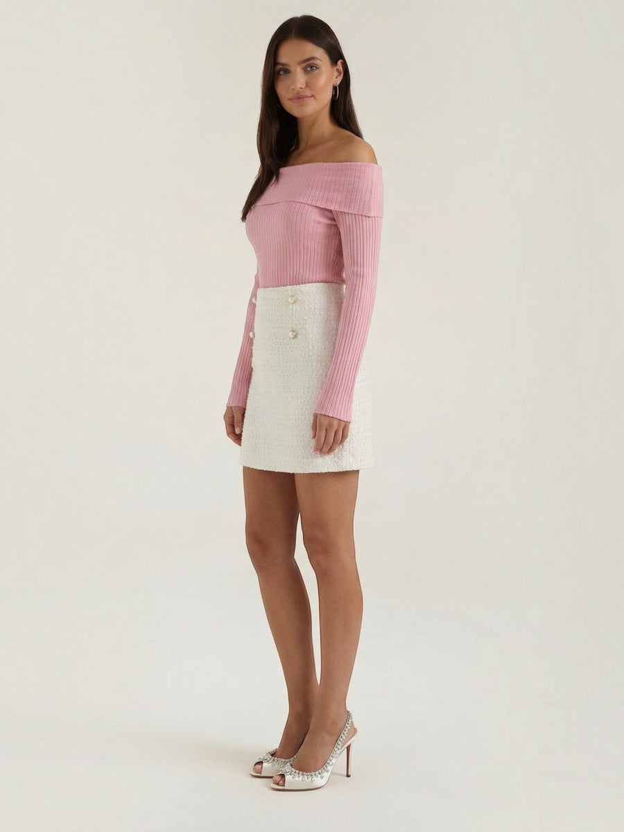 Isla Tweed Button Mini Skirt