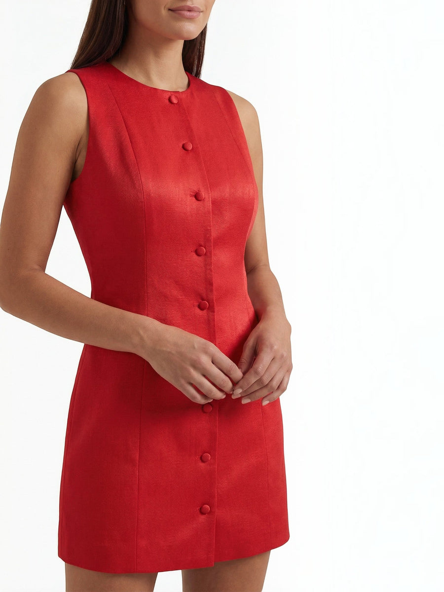 Patricia Button Front Sleeveless Mini Dress