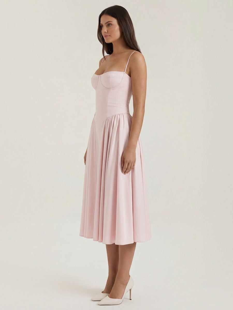 Odette Corset Style Strappy Midi Dress