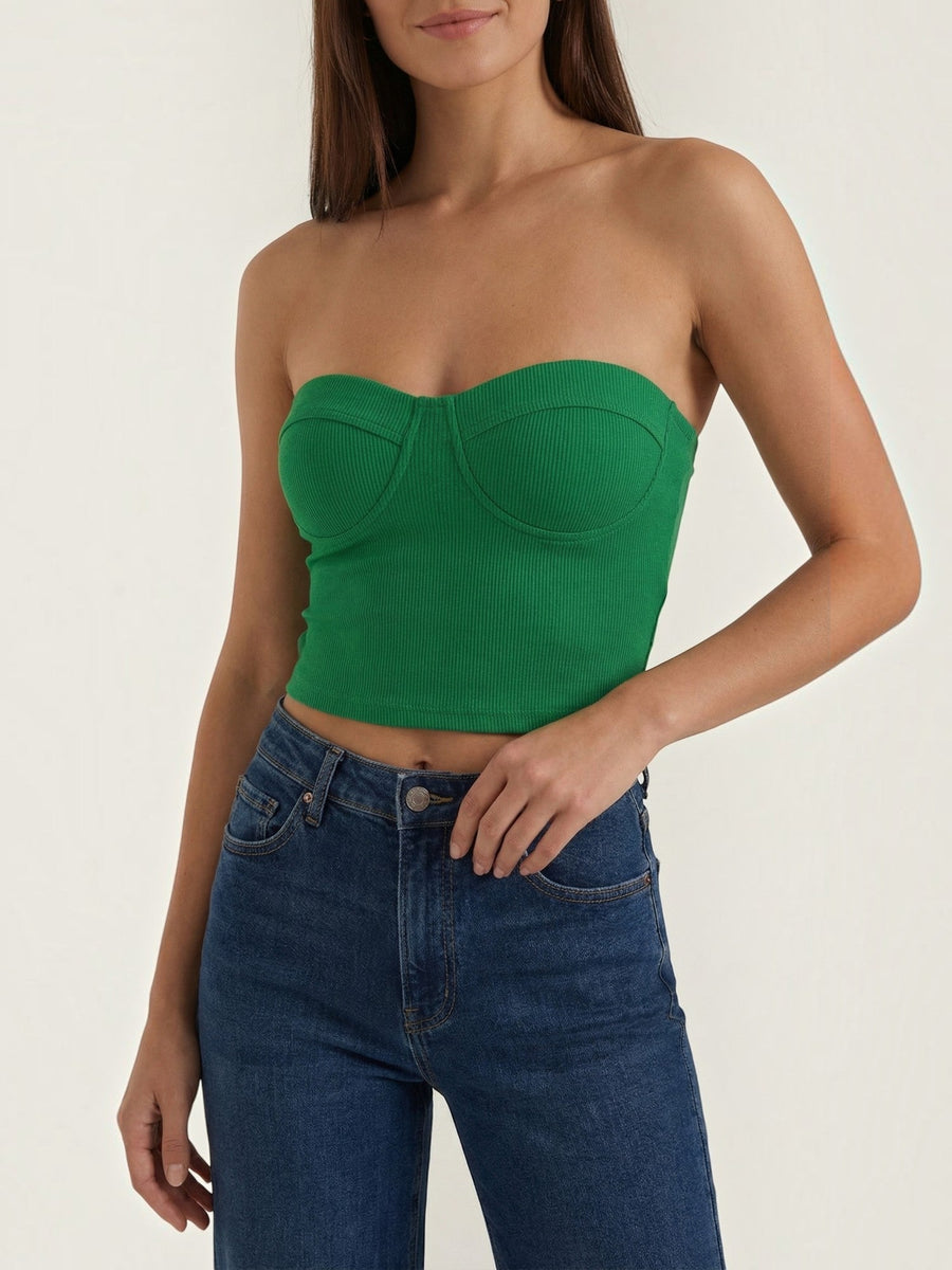 Hermione Strapless Corset Style Knit Top