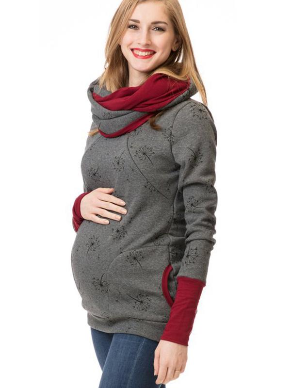 Swantje Cowl Neck Nursing Zip Maternity Tunic Sweatshirt