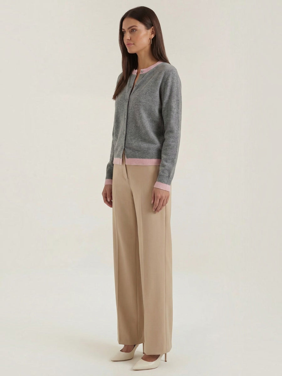 Wynona Contrast Stripe Wool Blend Cardigan
