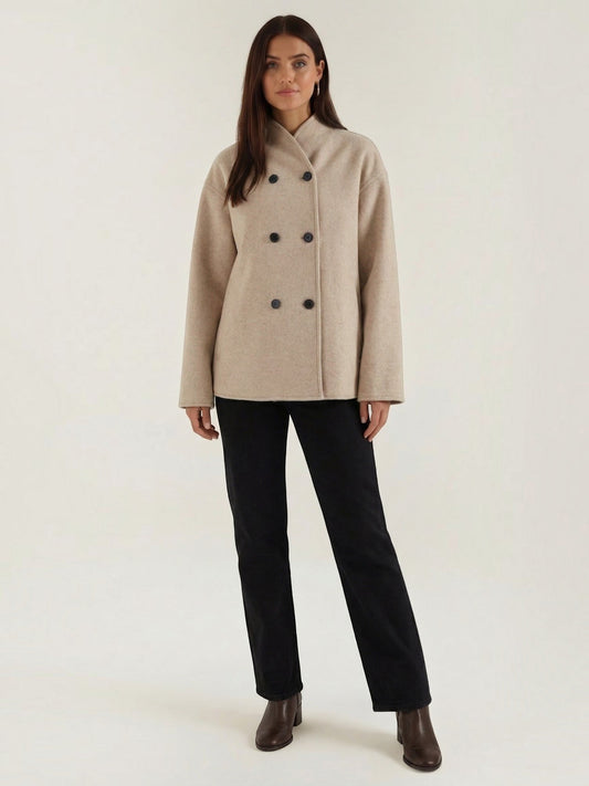 Pamela Stand Collar Double Breasted Short Jacket