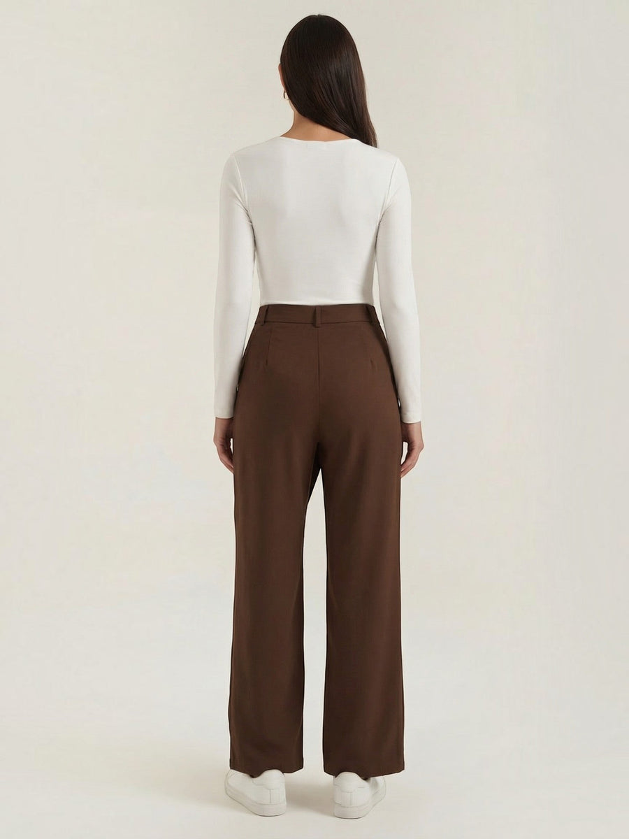 Jean High Waisted Asymmetric Wide Leg Pants
