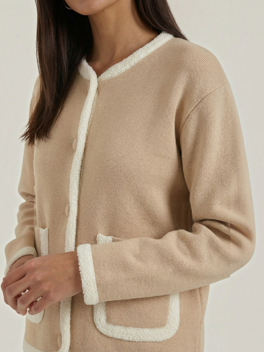 Donna Contrast Piping Knit Jacket
