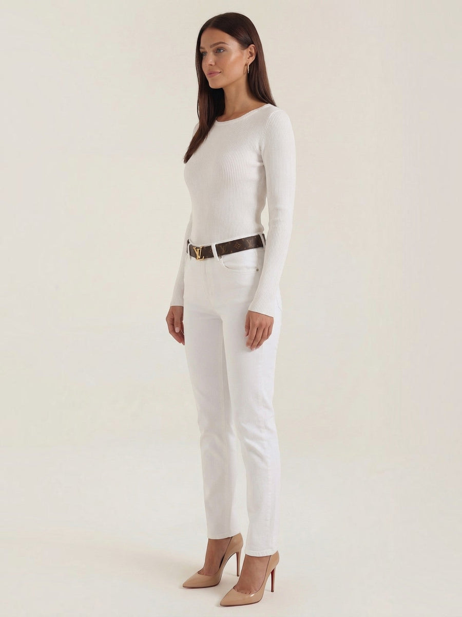 Ruth Boat Neck Ribbed Long Sleeve Top