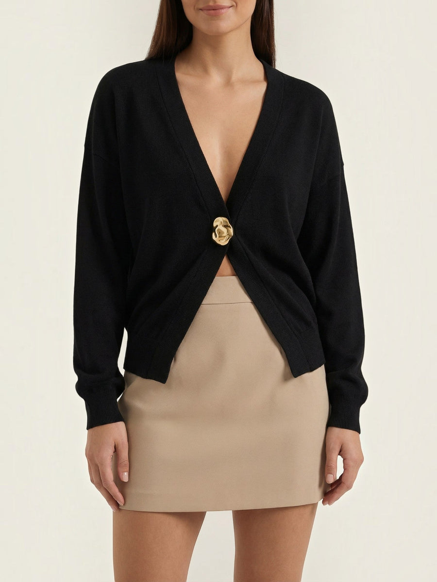 Christine Single Button Deep V Cardigan