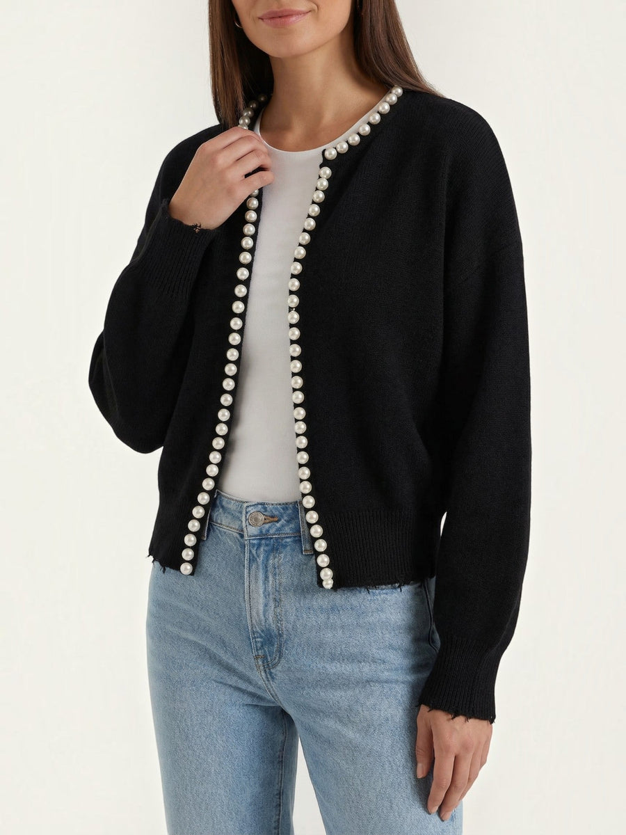Caroline Pearl Trim Knit Cardigan