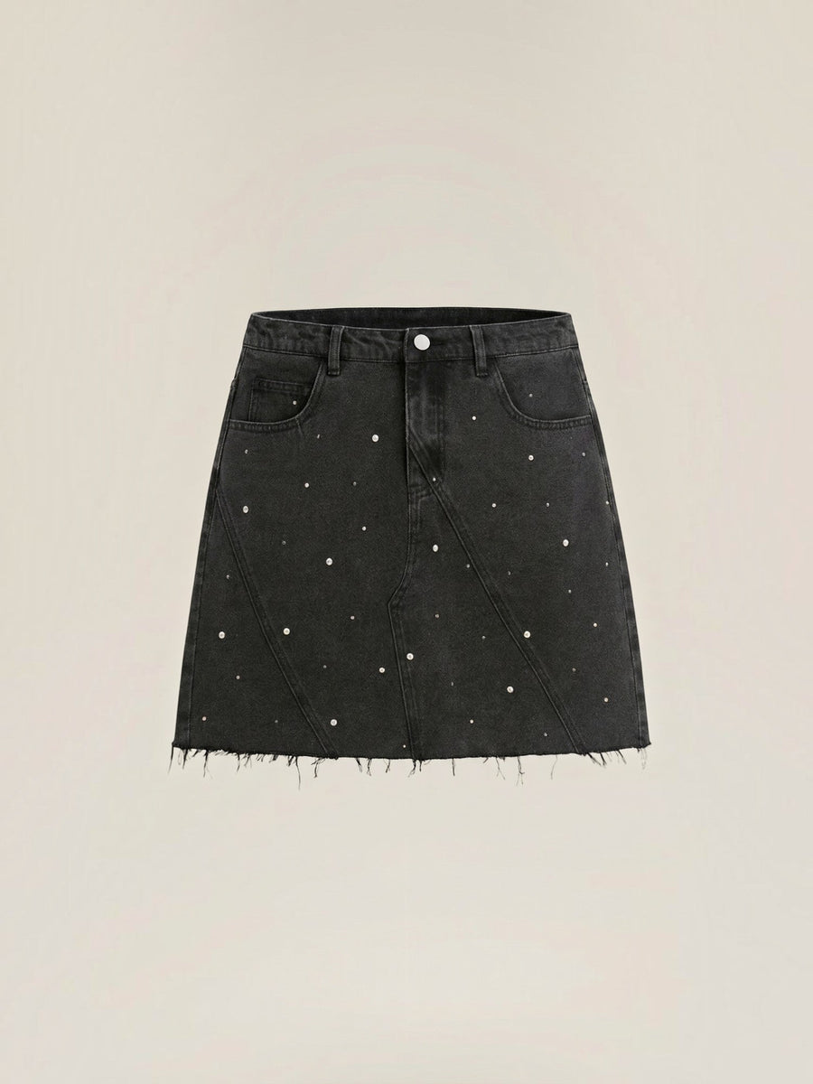 Kaia Studded Denim Mini Skirt