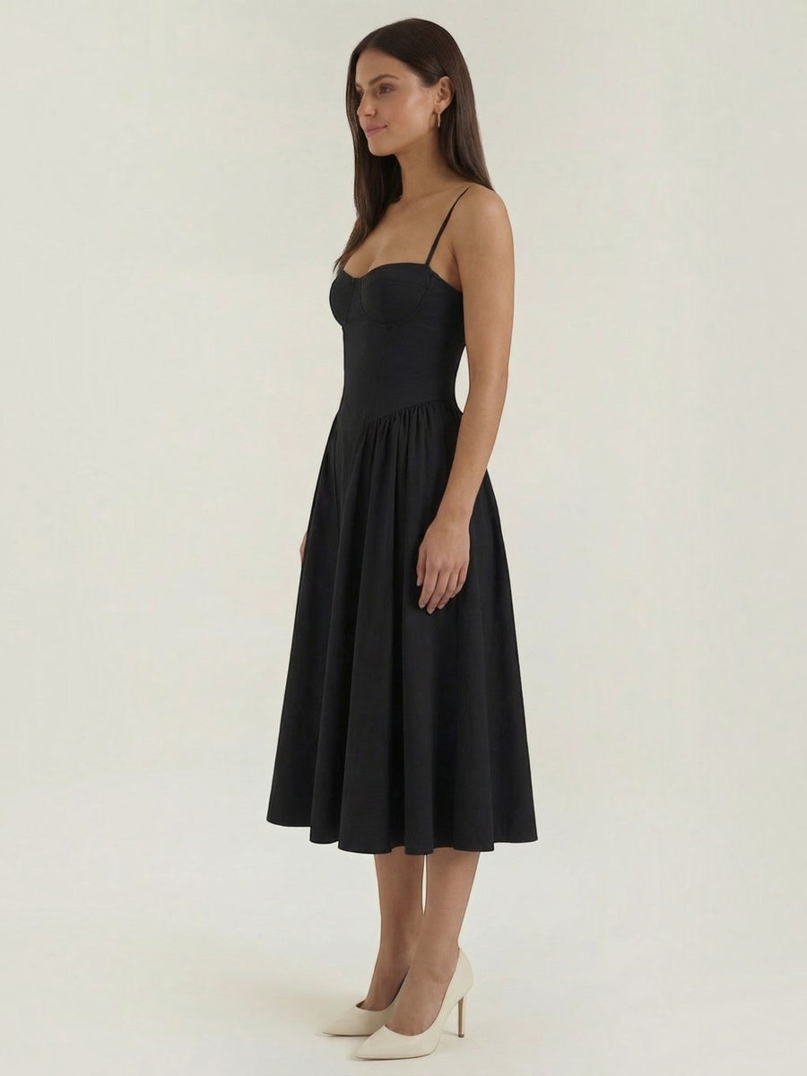 Odette Corset Style Strappy Midi Dress
