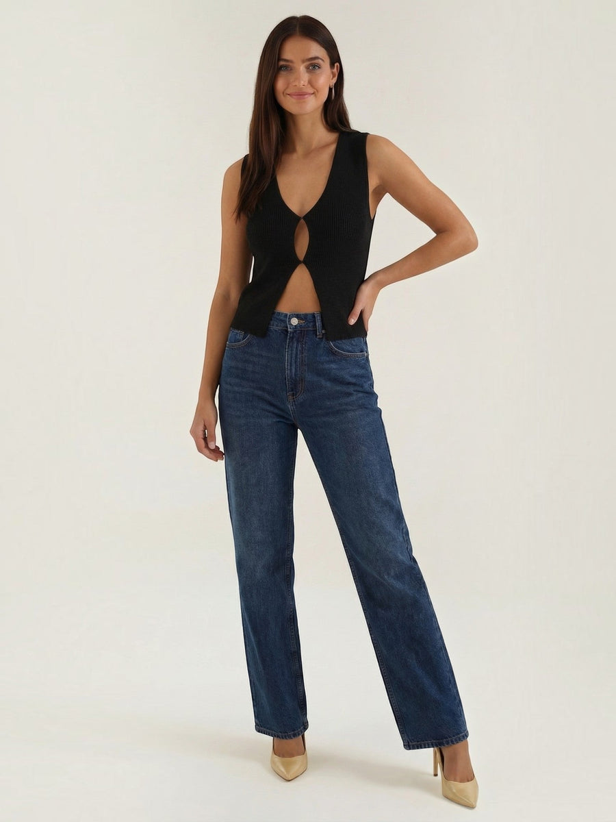 Sharon Open Front V Neck Knit Vest