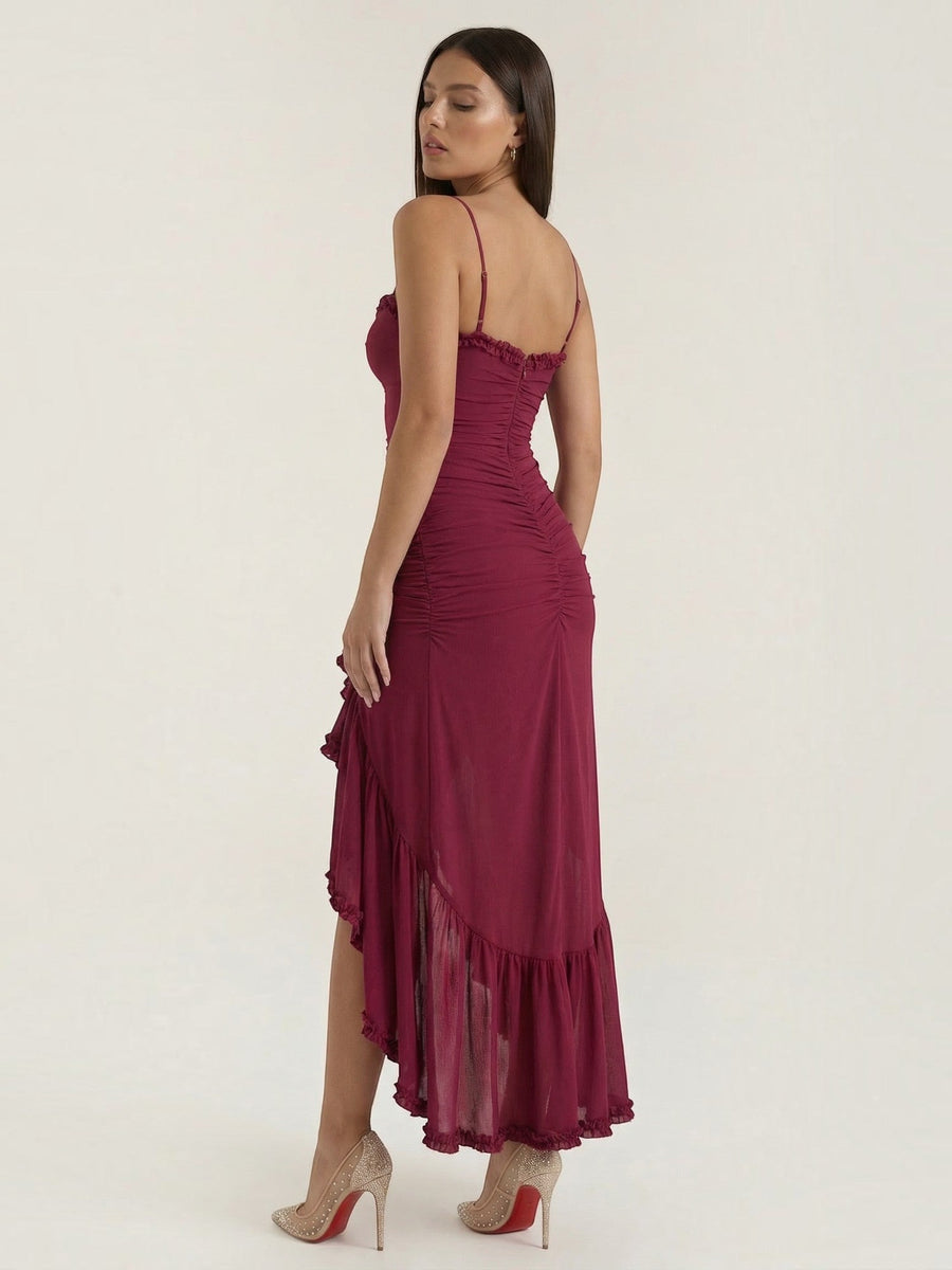 Wisteria Ruffle High Low Maxi Dress