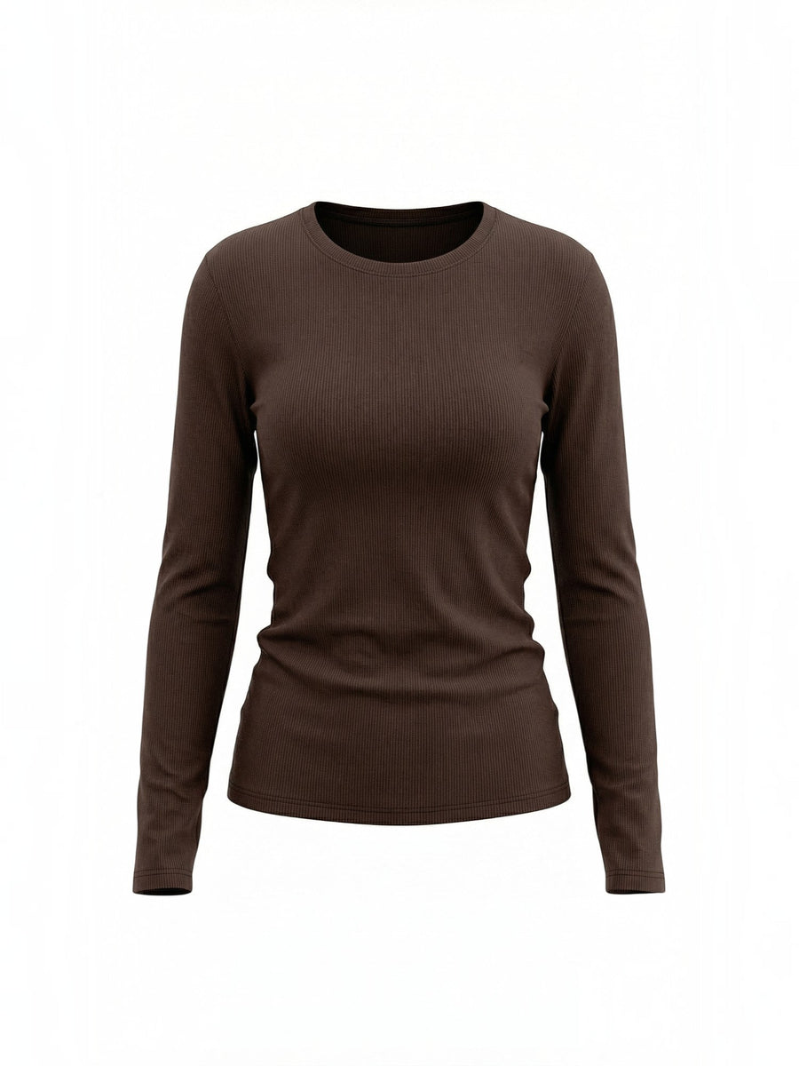 Freya Ribbed Round Neck Long Sleeve Top