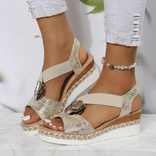 Calista - Wedge Sandals - Trendy snake print design