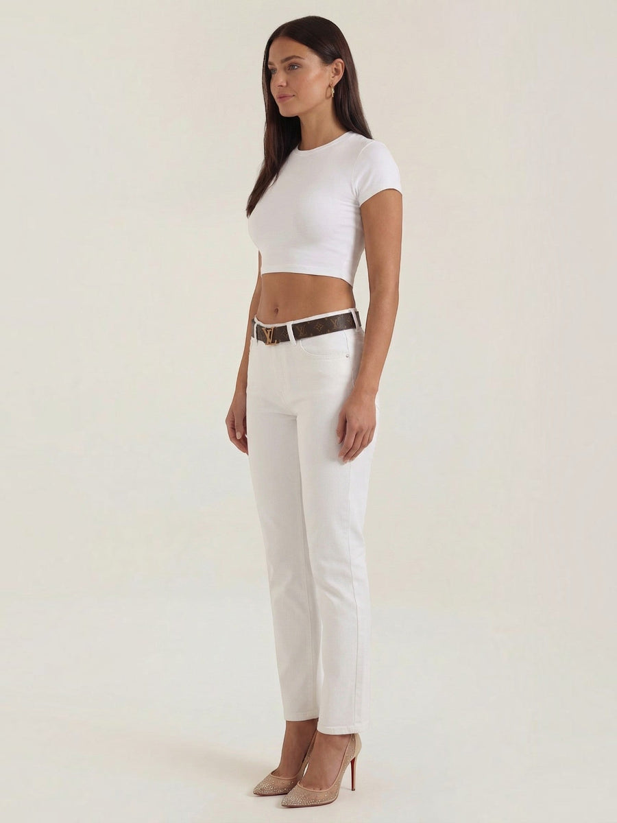 Calypso Round Neck Fitted Crop Top