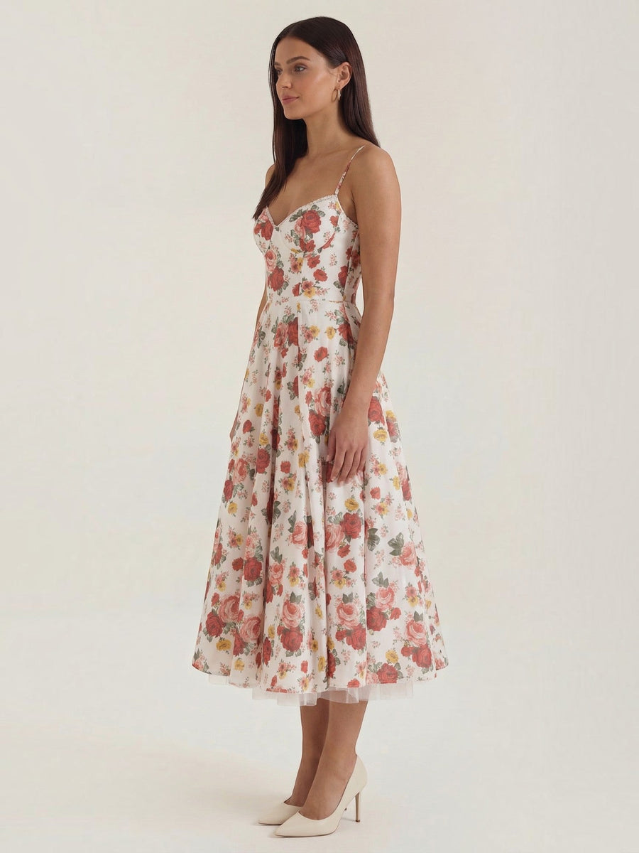 Isolde Corset Style Tulle Midi Dress