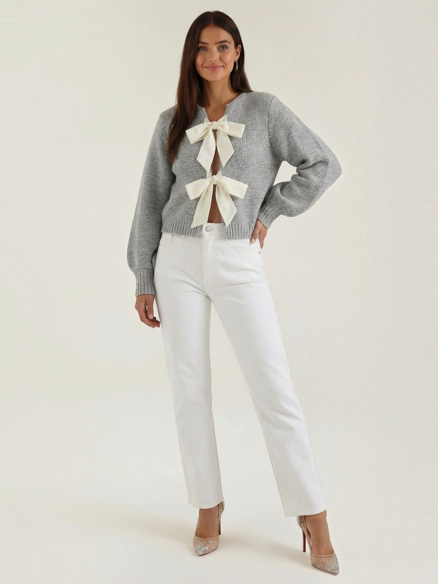 Cynthia Bow Tie Knit Cardigan