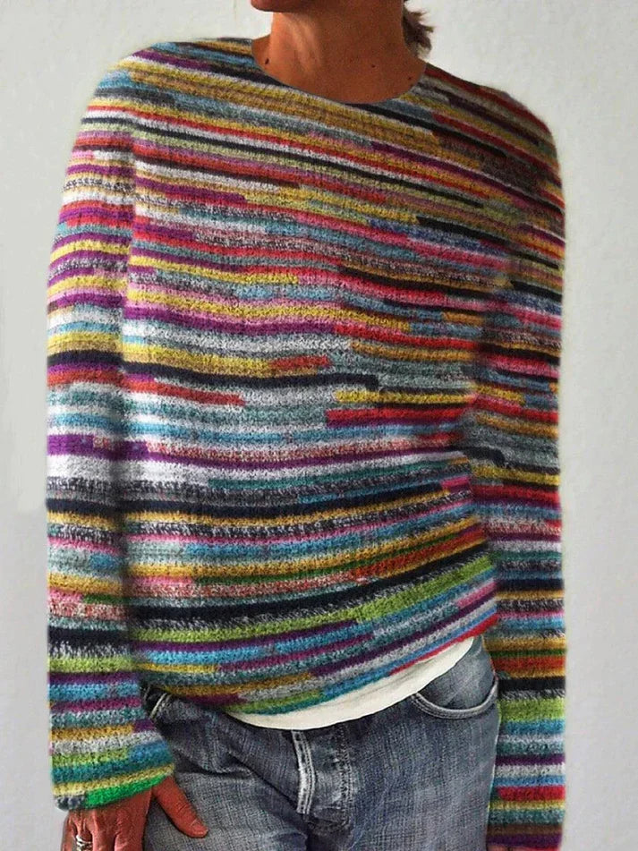 Jorina Multicolor Striped Crew Neck Sweater