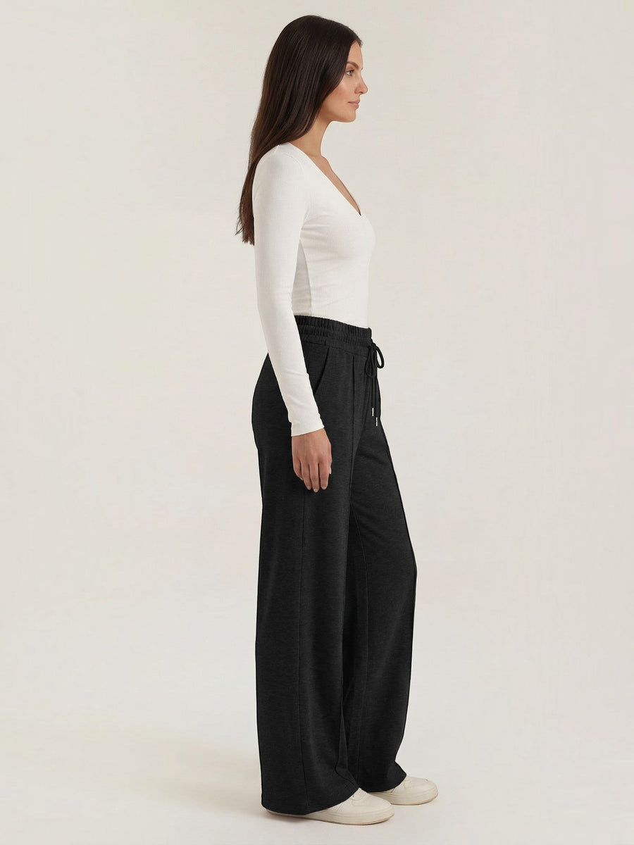 Ellie Wide Leg Elastic Waist Joggers