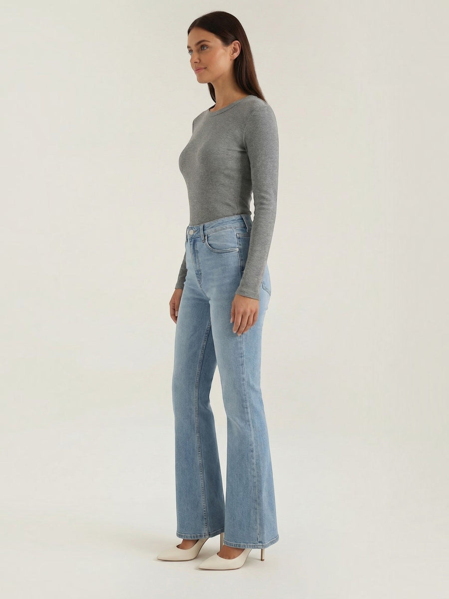 Freya Ribbed Round Neck Long Sleeve Top