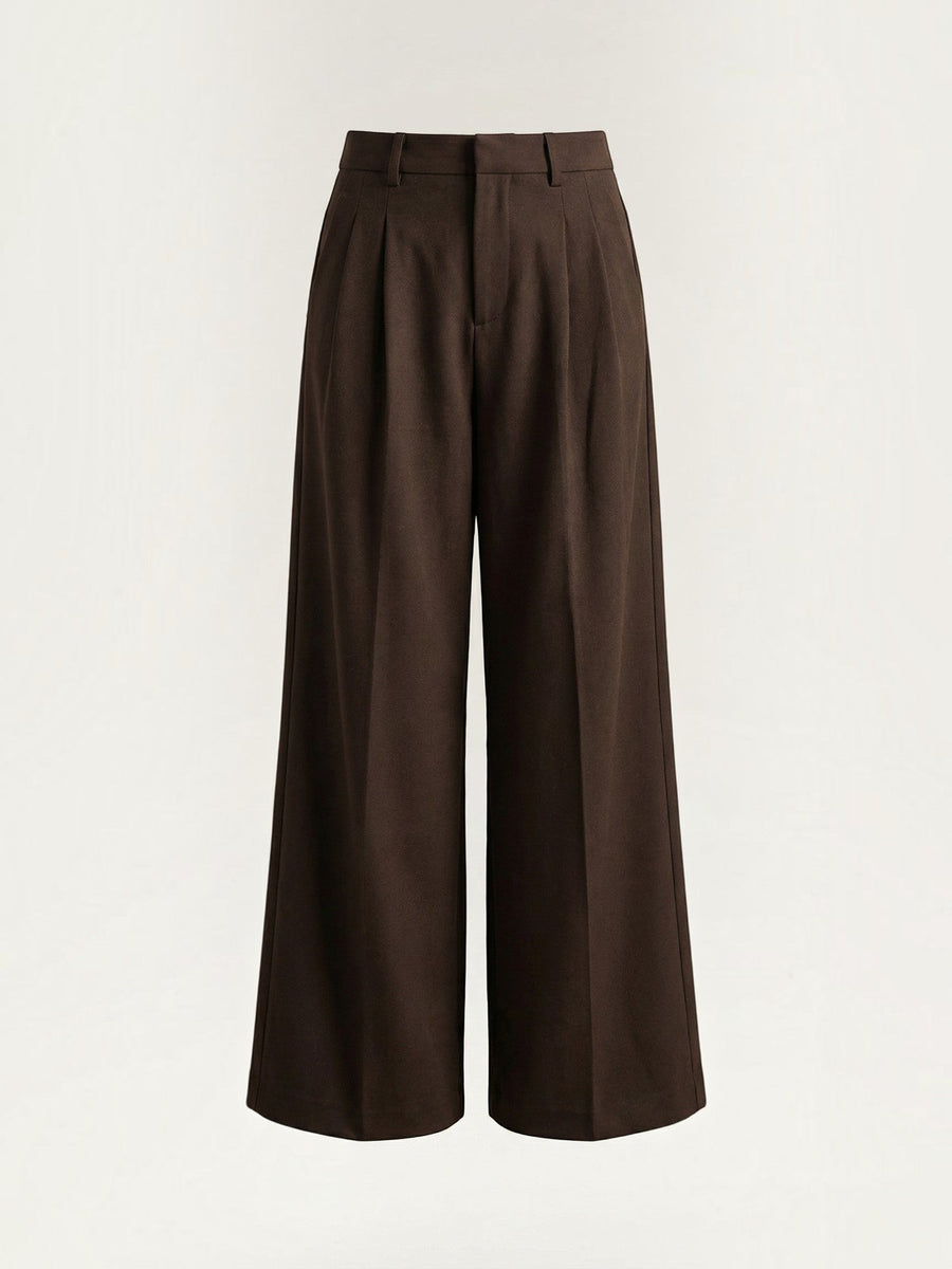 Hazel High Waisted Wide Leg Pants with Crease