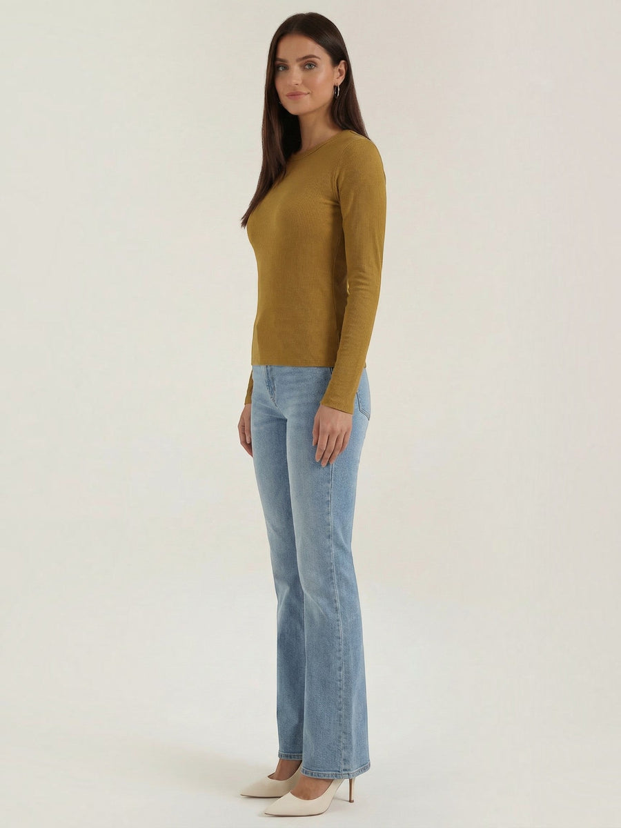 Freya Ribbed Round Neck Long Sleeve Top