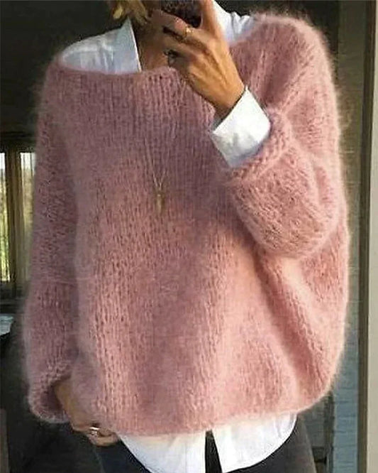 Paola Fluffy Off Shoulder Oversized Sweater