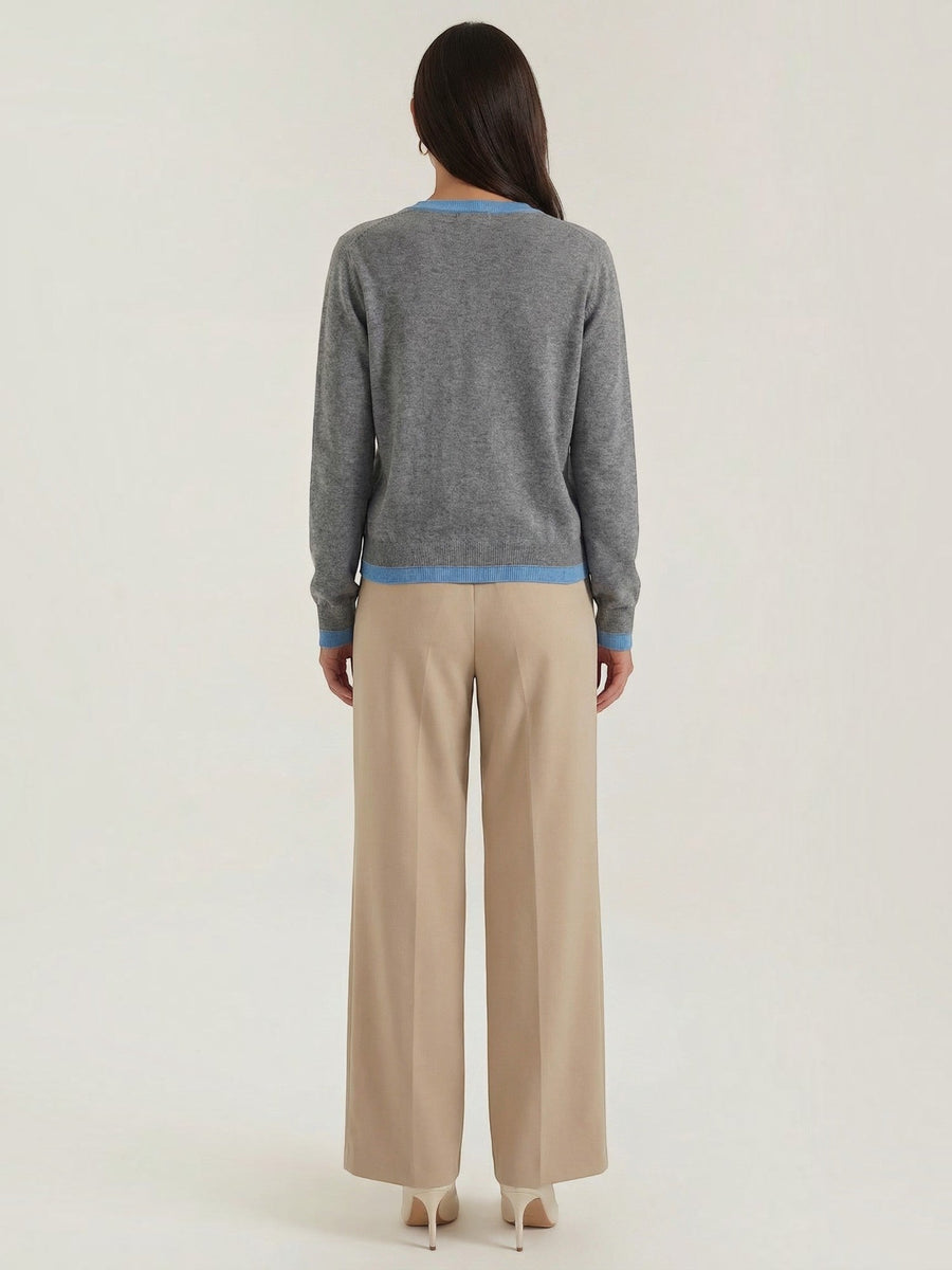 Wynona Contrast Stripe Wool Blend Cardigan
