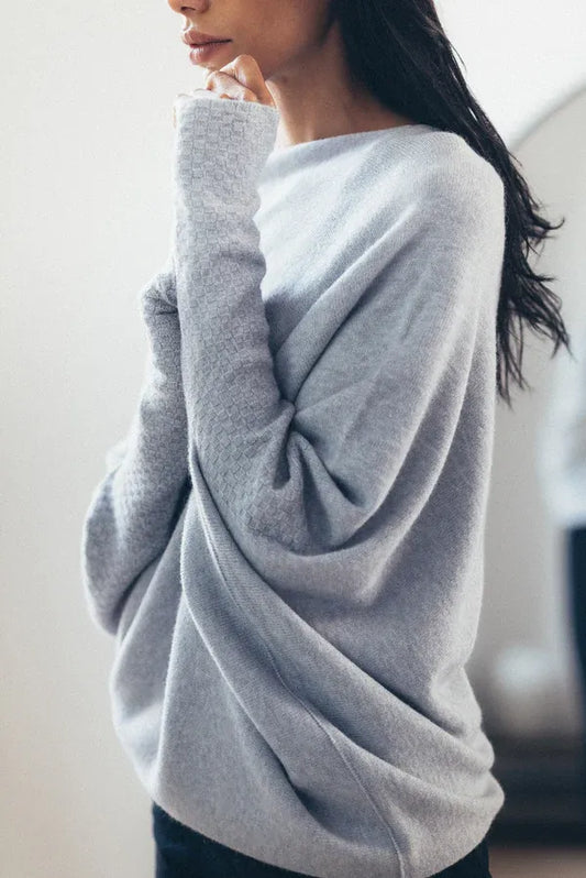 Mabyn Asymmetric Draped Off Shoulder Sweater