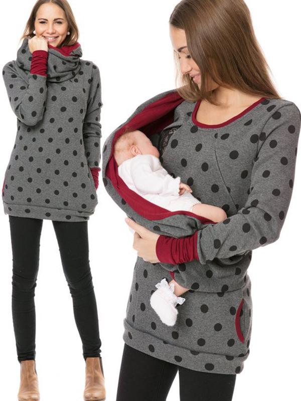 Swantje Cowl Neck Nursing Zip Maternity Tunic Sweatshirt