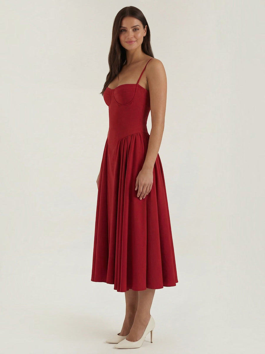 Odette Corset Style Strappy Midi Dress