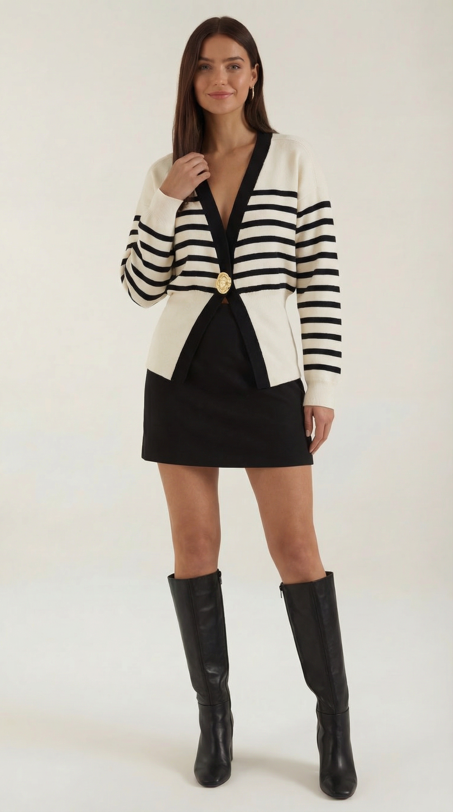 Christine Chic Deep-V Statement Cardigan