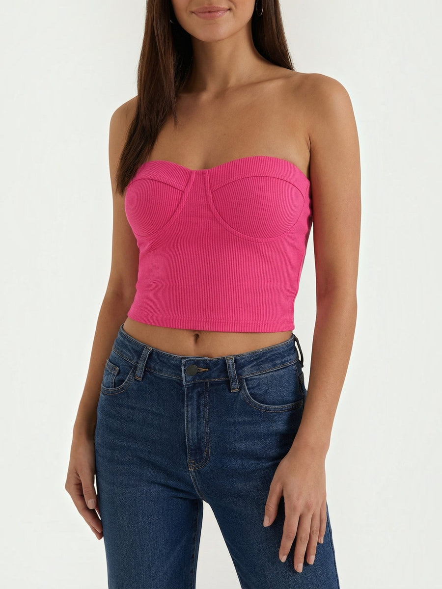 Hermione Strapless Corset Style Knit Top