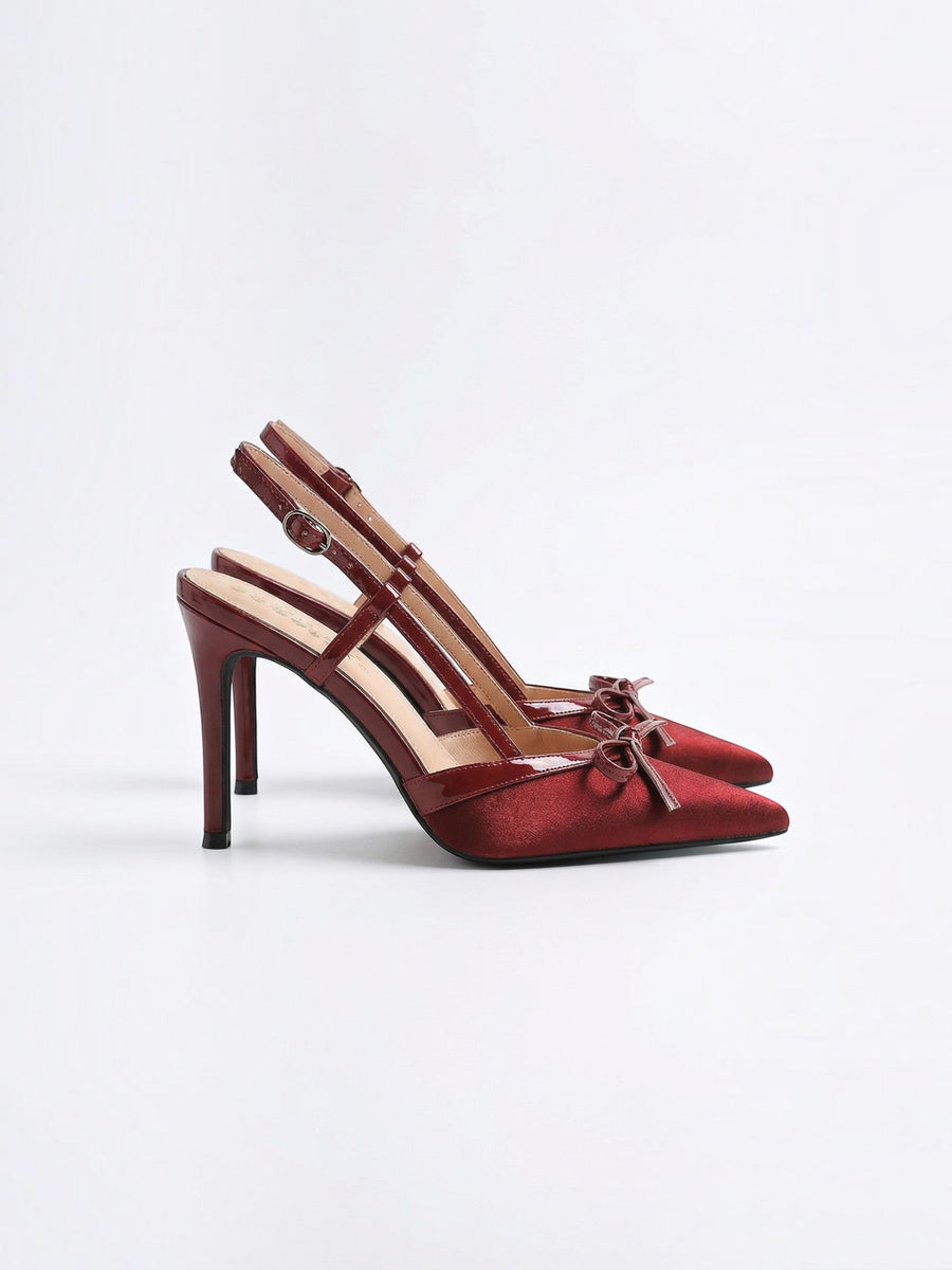 Rebecca Satin Bow Slingback Pumps