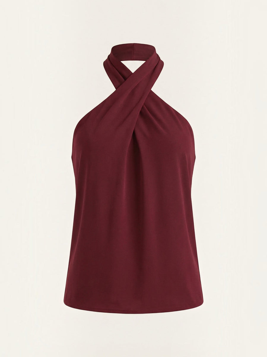 Gina Cross Halter Neck Fitted Top