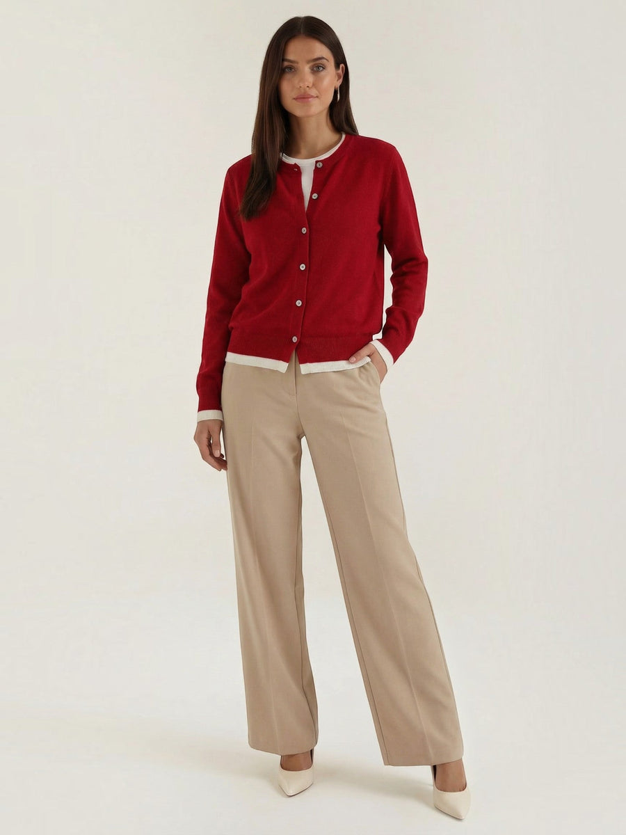 Wynona Contrast Stripe Wool Blend Cardigan