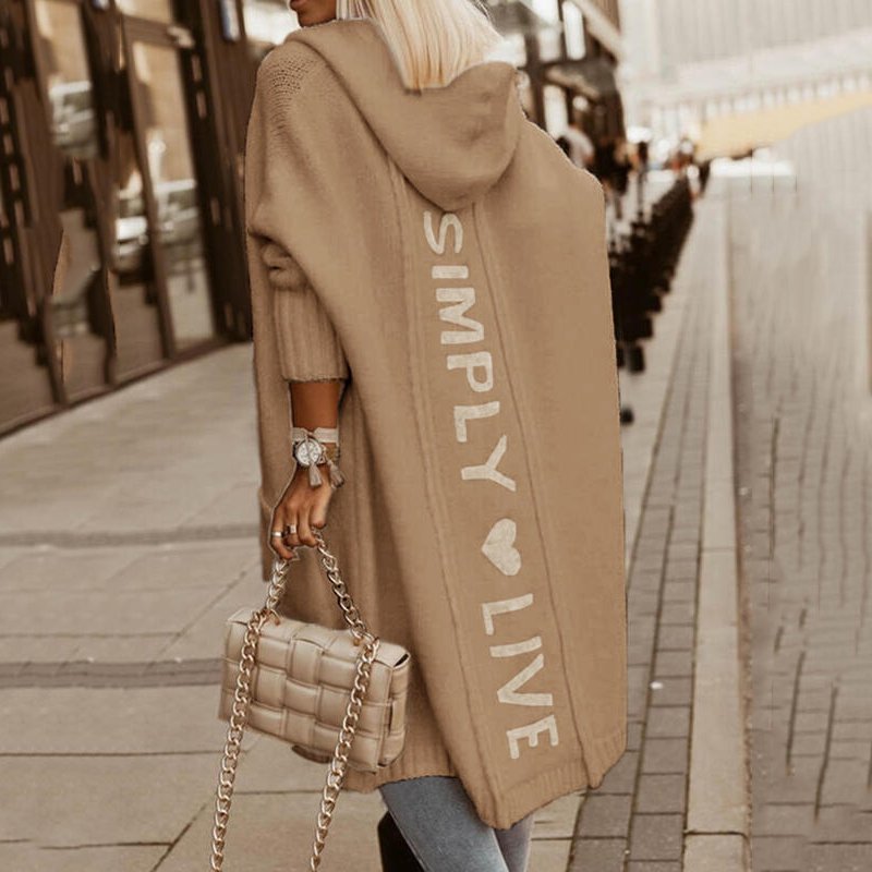 Fenja Long Hooded Cardigan with Back Lettering