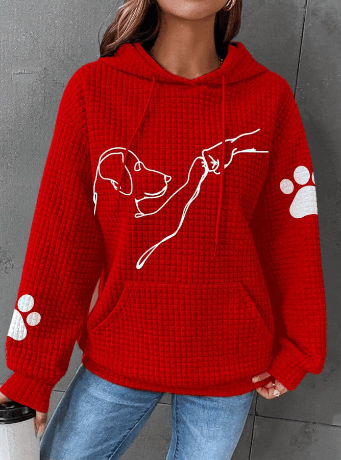 Olina Dog Paw Waffle Knit Hoodie