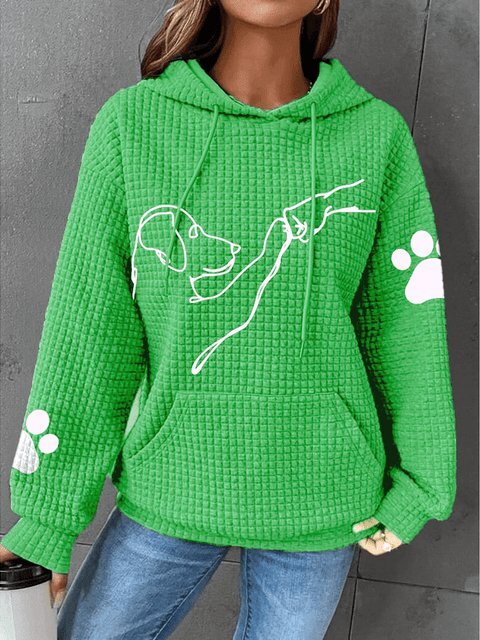 Olina Dog Paw Waffle Knit Hoodie