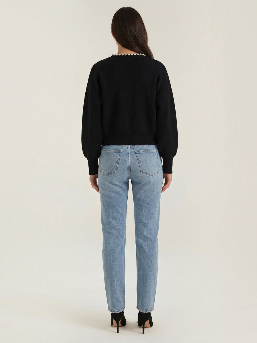 Caroline Pearl Trim Knit Cardigan