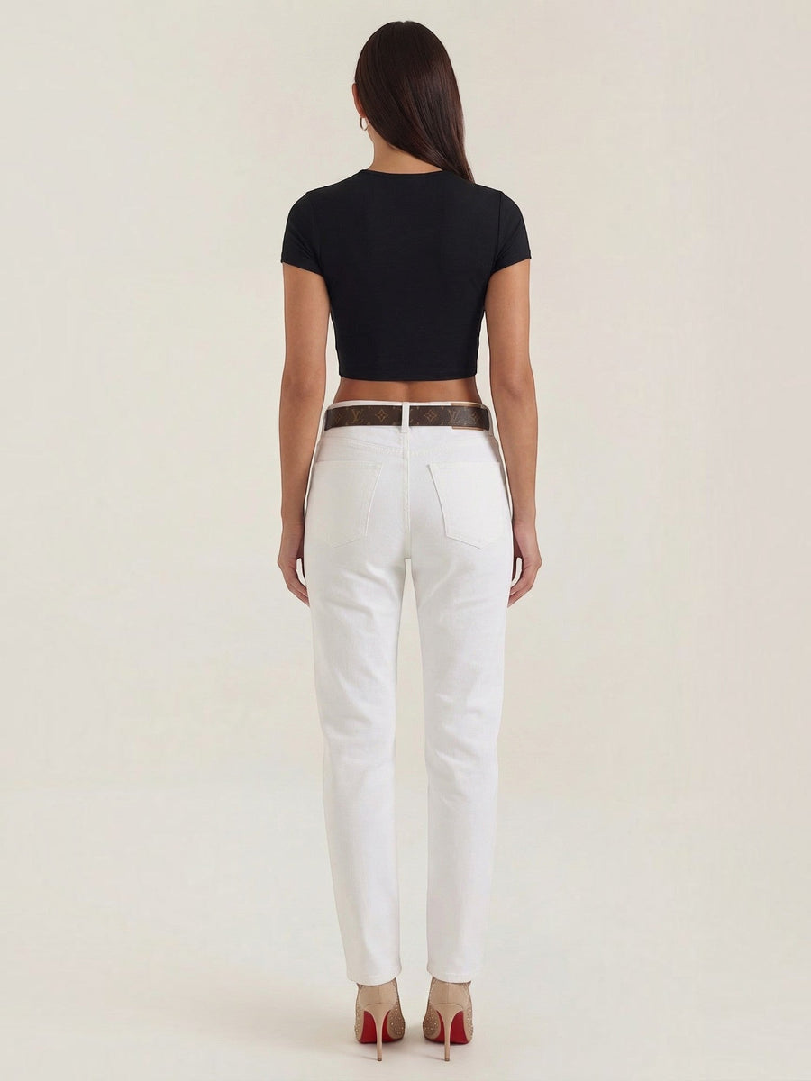 Calypso Round Neck Fitted Crop Top