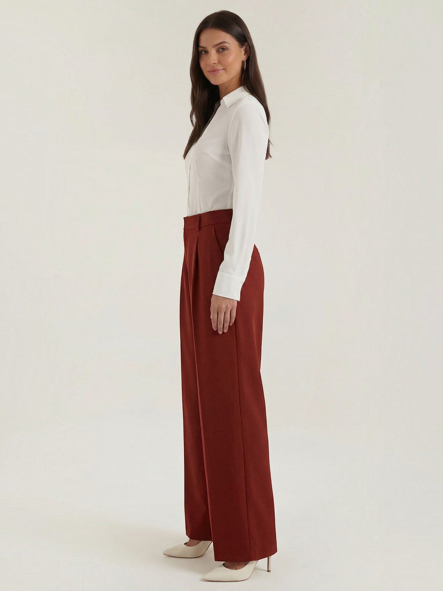 Hazel High Waisted Wide Leg Pants with Crease