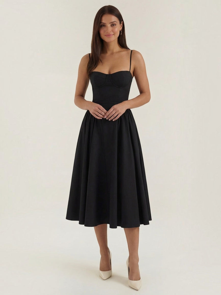Odette Corset Style Strappy Midi Dress
