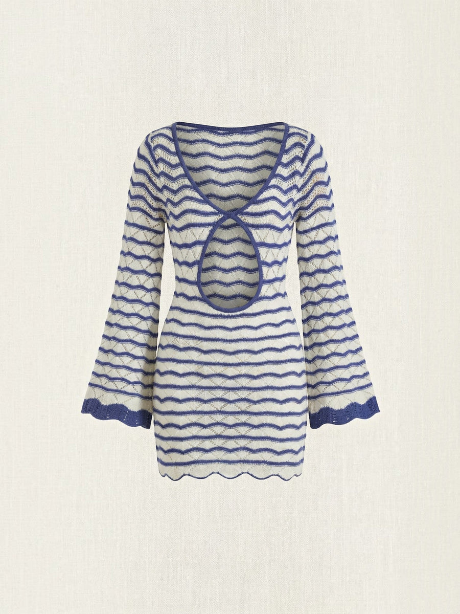 Corinne Crochet Look V Neck Mini Dress