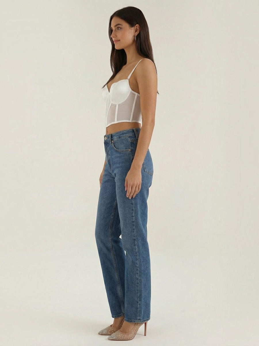 Penelope Mesh Panel Corset Crop Top