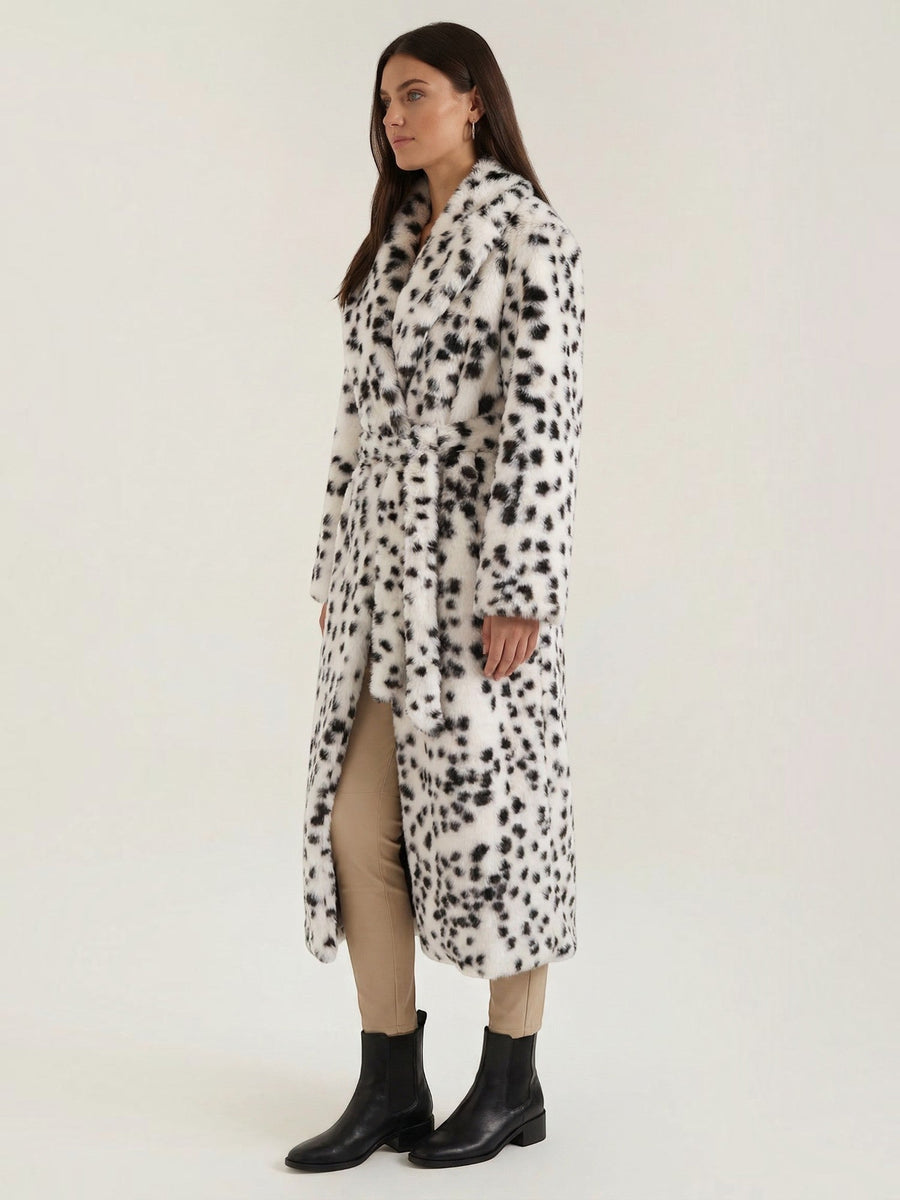 Morgana Polka Dot Faux Fur Maxi Coat