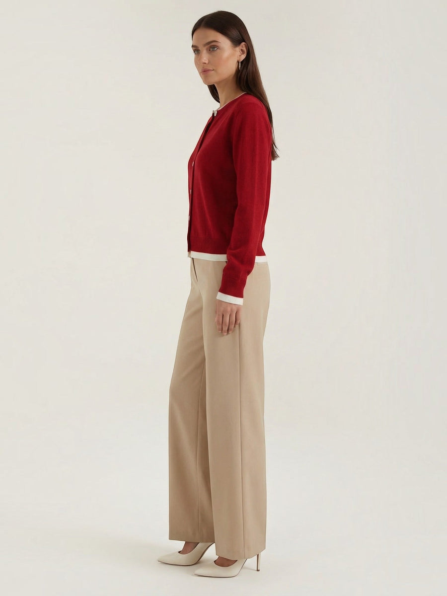 Wynona Contrast Stripe Wool Blend Cardigan